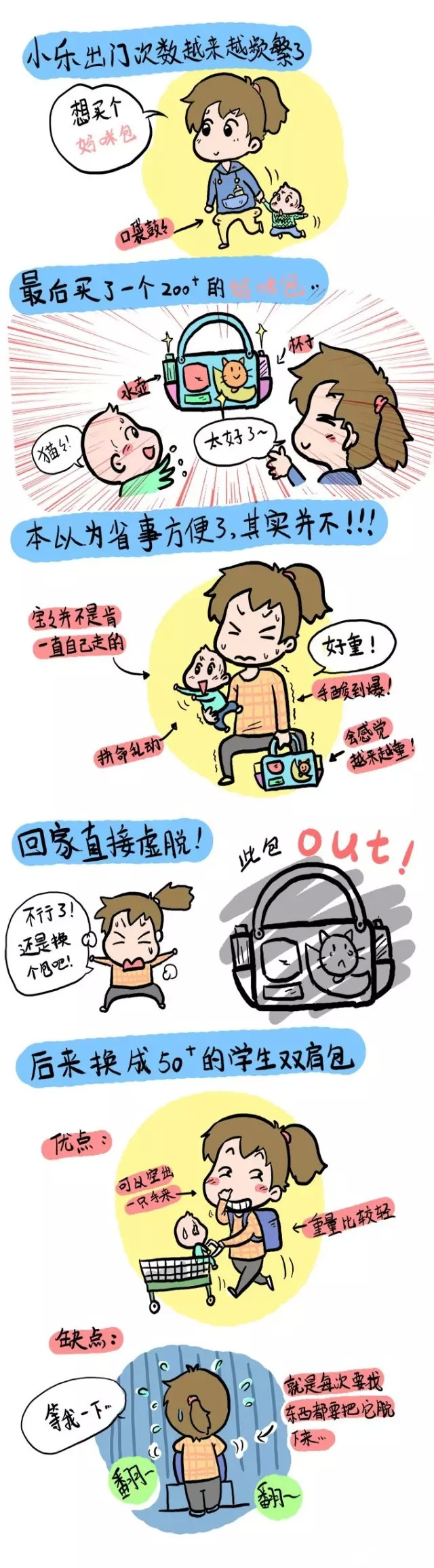 媽咪包用來(lái)用去還是雙肩包最好(動(dòng)漫圖組)